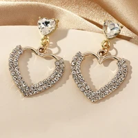 hi man french sparkling micro inlaid crystal heart stud earrings women temperament all match birthday gift jewelry