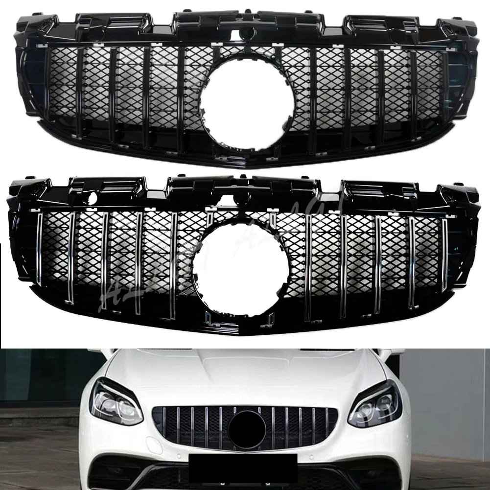 

Car Front Racing Grill Billet Upper Facelift Bumper Grille Cover For Mercedes-Benz SLC-Class R172 2016 2017 2018 2019 2020 GTR