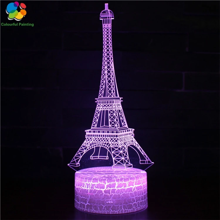 Здание Парижа Лондон Нью Йорк Китай Египет L3D светодиодный трещины база ночник 7