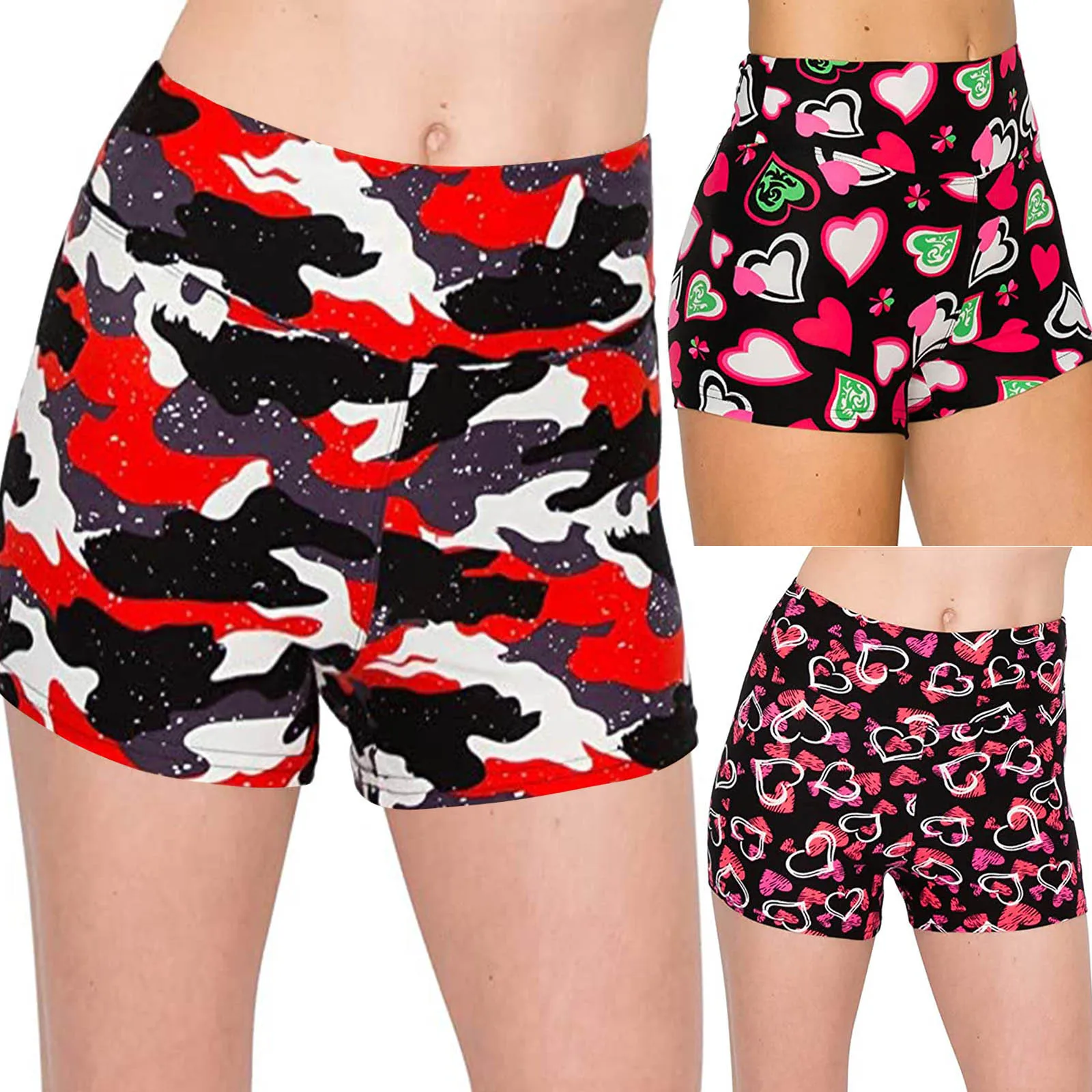 

Women's Print Sport High Waist Yoga Pocket Training Running Yoga Short Pants