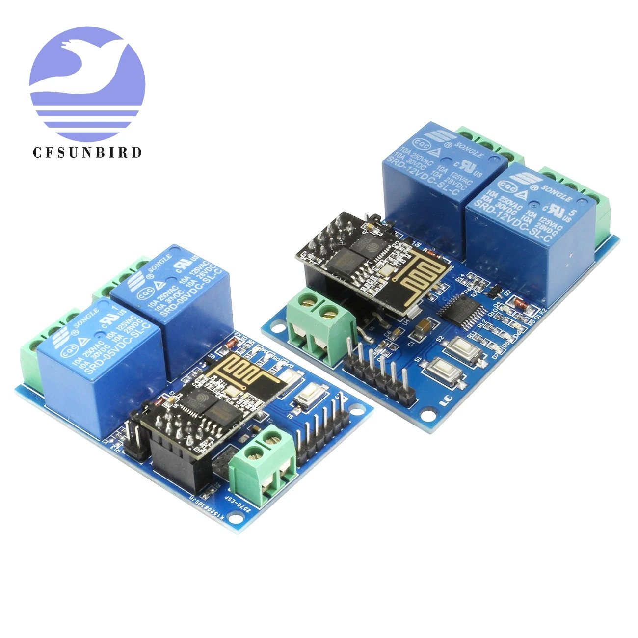 Релейный модуль на базе ESP8266 5 В 12 2 канала ESP01 Wi Fi беспроводная плата Щит для умного