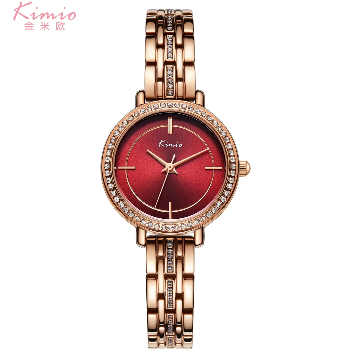 

Round Case Diamonds Waterproof Japan Movement Kimio Quartz Watches For Girls