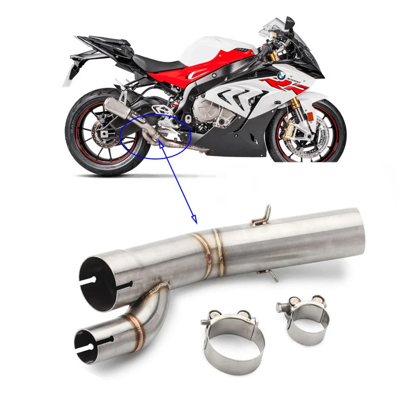 

Для BMW S1000RR 2017 2018 мотоциклетная выхлопная труба средней длины слипоны 51 мм хвостовой вывод из нержавеющей стали Средний преобразователь угл...