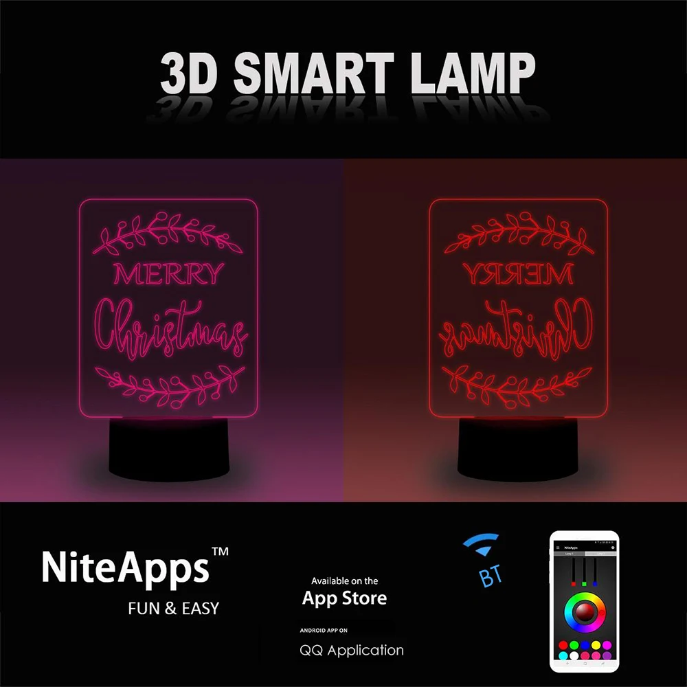 3D Smarts ночник подсветка Иллюзия светодиоды лампа 7 цветов затемнения приложение