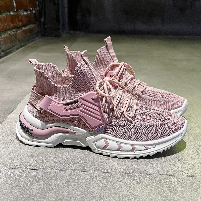 

2021 New Style Shoes for Women Sneakers Fashion Stretch Fabric Socks Shoes Woman Breathable Lace-up Korean Platform Shoes Women