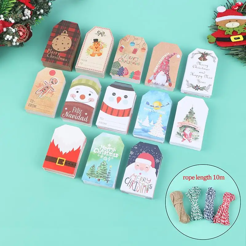 

50 шт./упак. рождественские подвесные бумажные бирки с надписью "Merry Christmas"