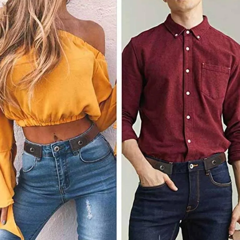 

Elastic Button Band Buckle-free Waist Belt Women Men Fashion Belt Pants Elastic Buckle Dress Stretch No Jeans Waist K0W1