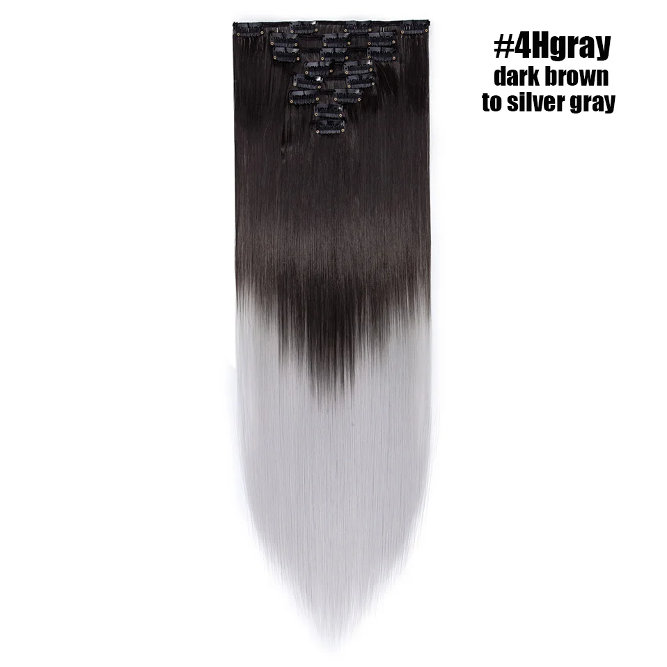 4Hgray S-noilite 2" 8 шт./компл. шелковистые прямые волосы Наращивание волос Синтетические наращивание натуральных волос для Для женщин длинные натуральные волосы на заколках для наращивания, волосы на заколках - Цвет: 4Hgray