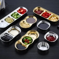stainless steel multi grid seasoning dish snack fries plate hot pot dipping bowl bbq kimchi sushi sauce tray kitchen tableware