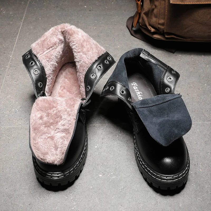 

Winter Warm Couple Martin Boots Retro Large Size Men's Motorcycle Boots Outdoor Women's Work Boots Tenis Masculino Female Boots