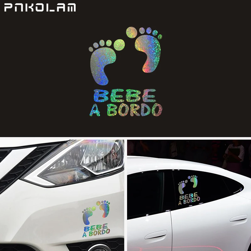 Стикер для автомобиля BEBE A BORDO виниловый деколь отражающий бампер окна
