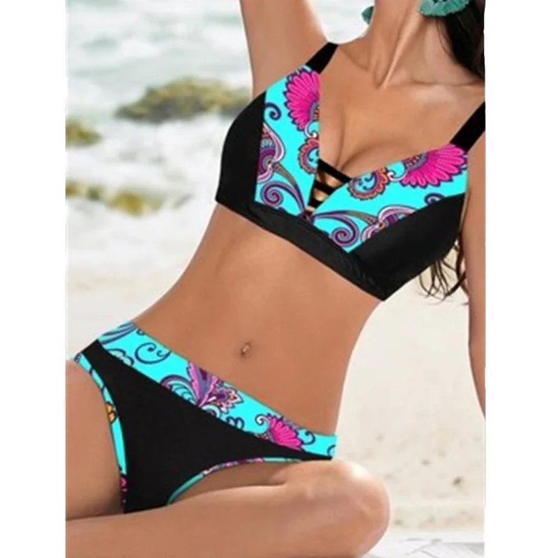 Сексуальный комплект бикини с лямкой на шее купальный костюм для женщин женский