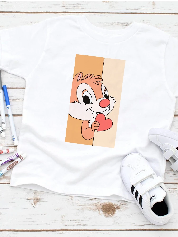 

Футболка детская с круглым вырезом, модная Повседневная рубашка с принтом Дейла и чипа, с коротким рукавом, в стиле Харадзюку, лето