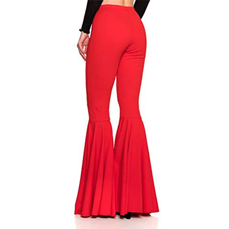 

Solid Boot Cut Long Pants Women Large Size Bell-Bottomed Pants Plus Size Flared Trousers Bright Color Pants