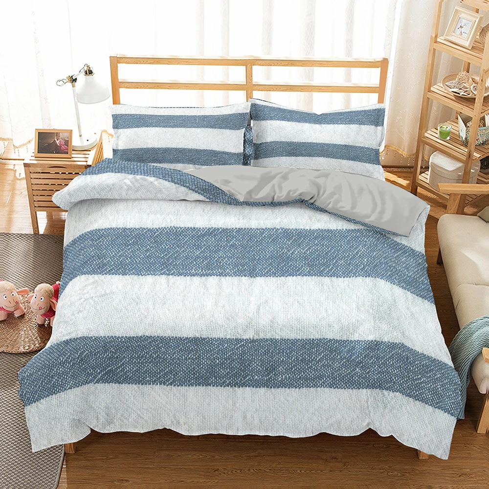 

Nordic Bedding Set Striped Adults Luxury 3d Duvet Pillowcases Cover Twin Queen King Size 2/3pc Geometric Bedspread Home Textiles