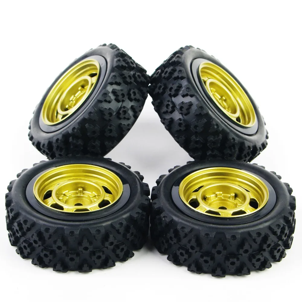 

In Store 4Pcs/Set RC Car Wheel 1:10 Rally Racing Rubber Tire Rims Set For Off Road Accessories 12mm Hex PP0147/PP0487