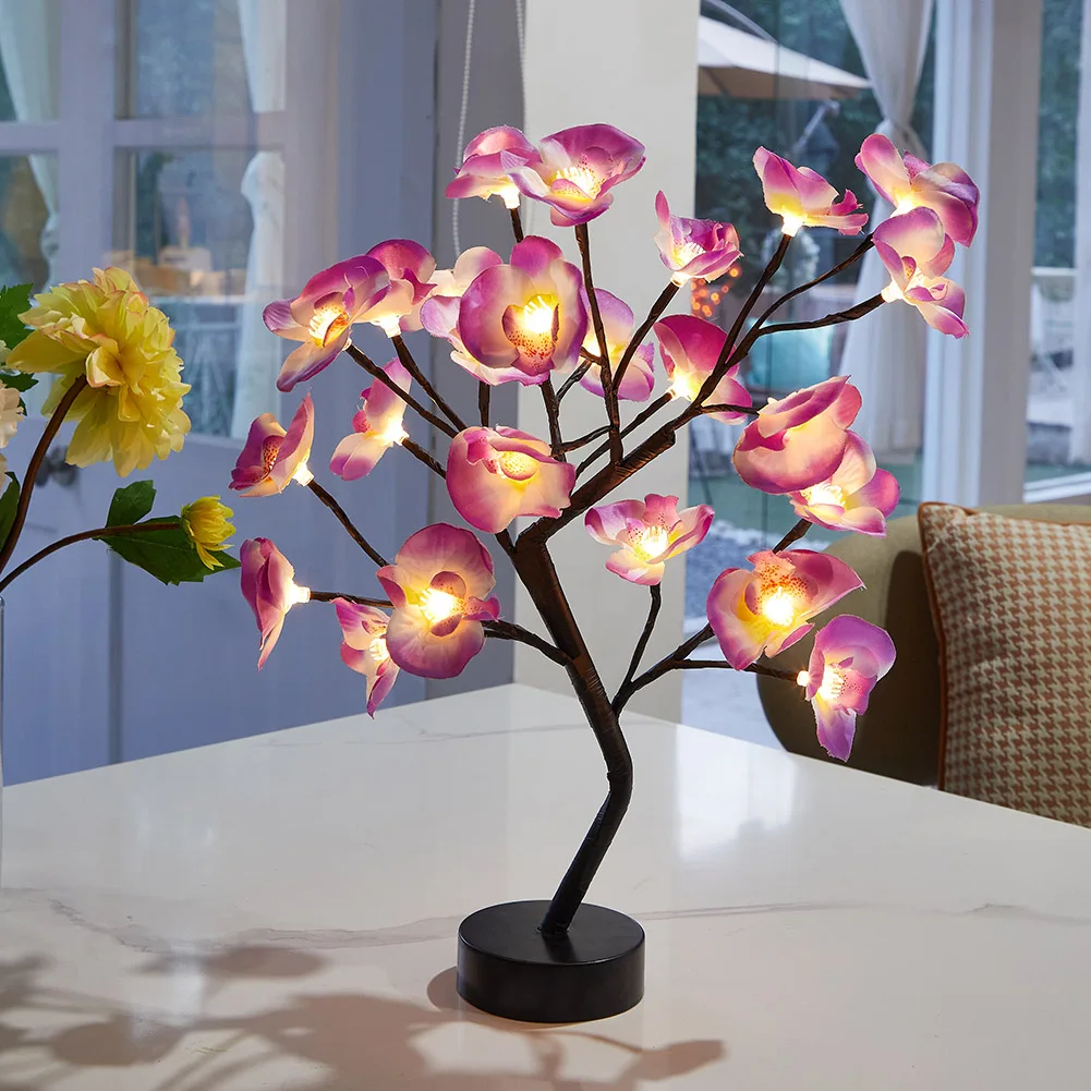 

LED Orchid Bonsai Light Fairy Flower Tree Table Ornament Lamp Wedding Holiday Home Decoration Birthday Gift