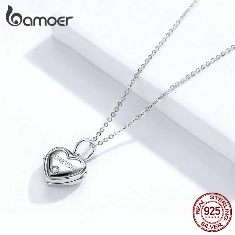 Кулон в виде сердца bamoer BSC102 оригинальный серебряный браслет и ожерелье