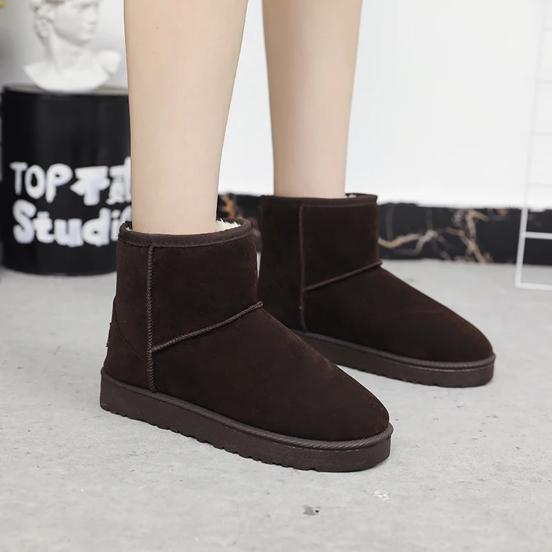 Rimocy/Зимние теплые плюшевые ботинки Женская однотонная обувь без застежки Цвет