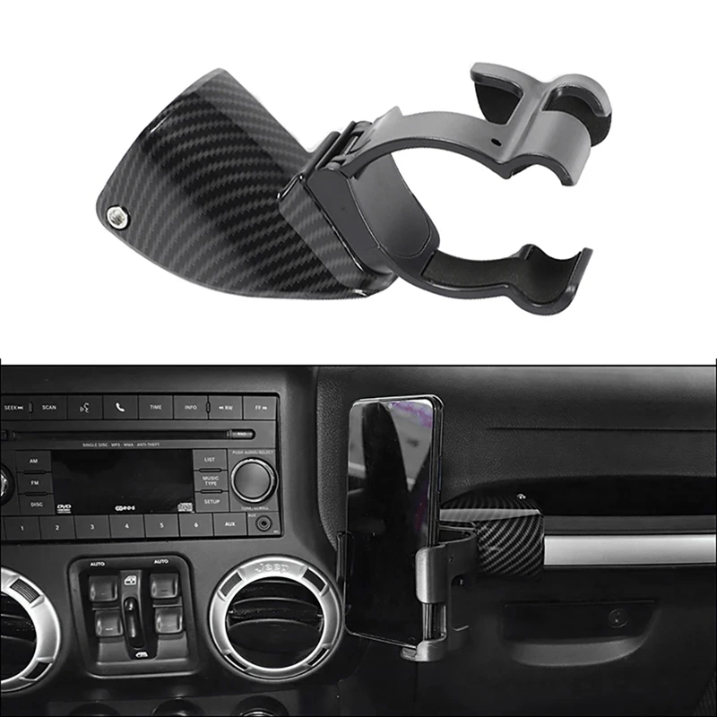 

For Jeep Wrangler JK 2007-2010 Car Carbon Fiber Drink Water Cup Holder Mobile Phone Support Accessories