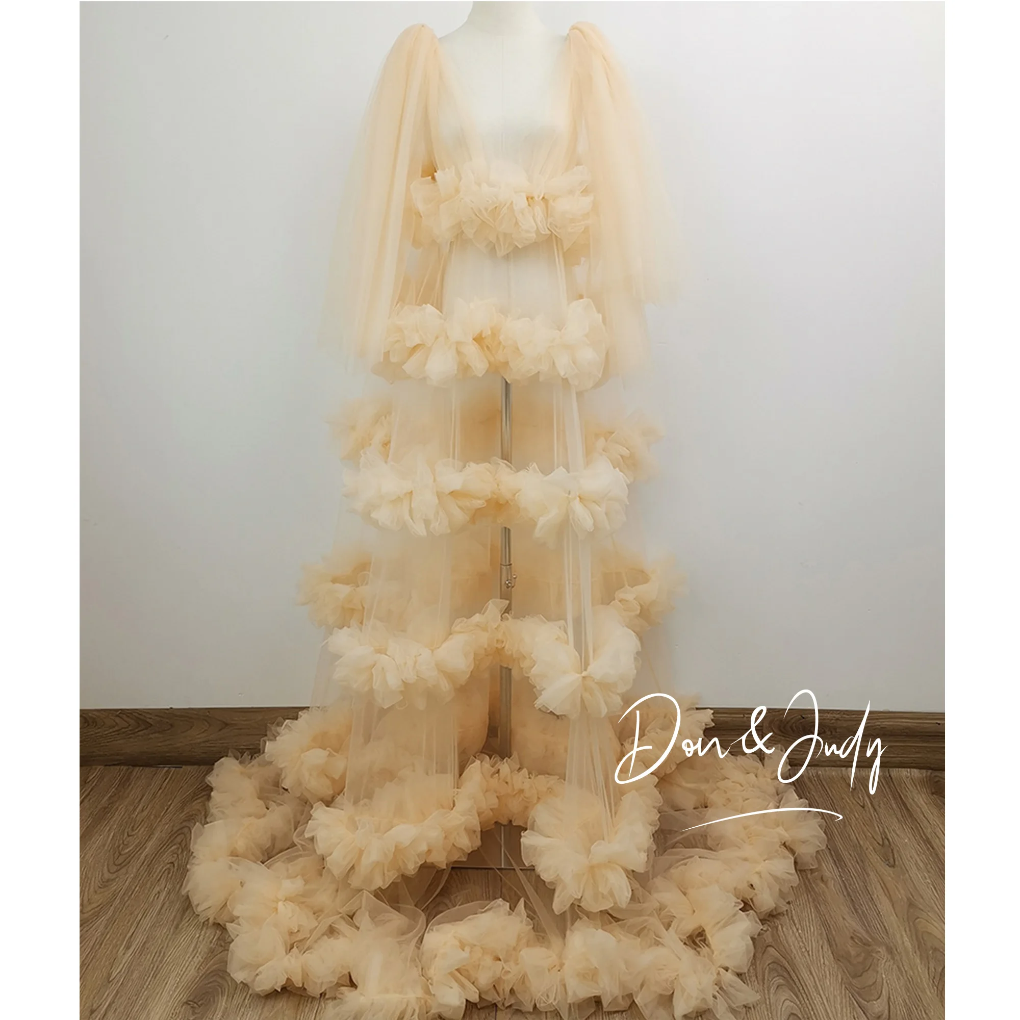 

DON&JUDY Tulle Maternity Dress Robes for Photography Puffy Ruffled Photo Shoot Bridal Tulle Dress Prop Party Wedding Dresses