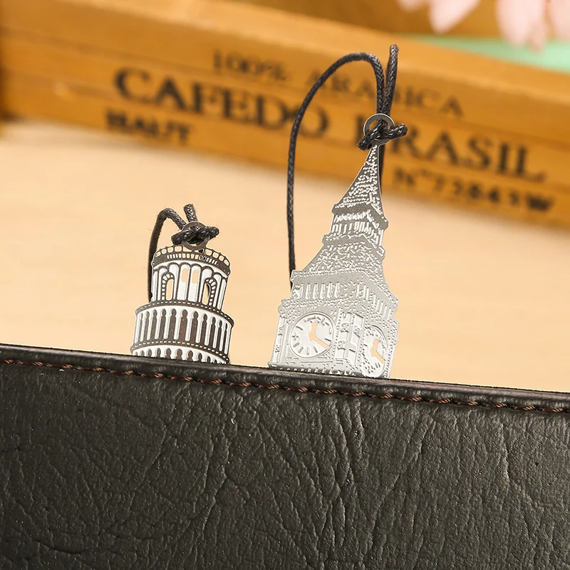 1 шт. металл закладки Архитектура башня полый дизайн офисные клипсы бумажные