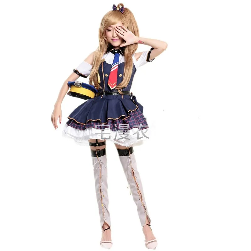 Love Live! Костюм для косплея минами Кодори школьный идол проект синее платье
