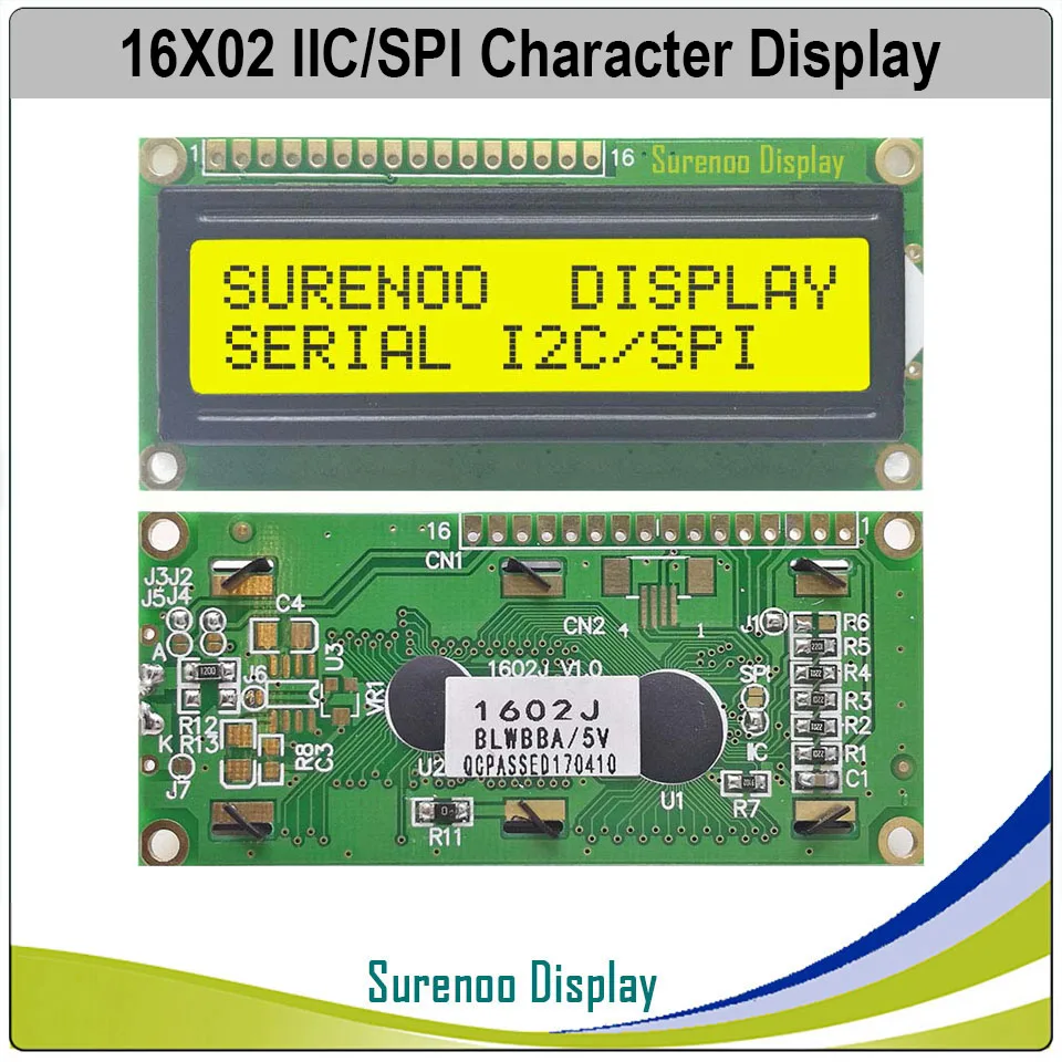Yellow Green Серийный SPI IEC 1602 162 16*2 символьный ЖК-модуль ЖК-экран LCM со светодиодный встроенным контроллером подсветки AIP31068L - Цвет: Yellow Green