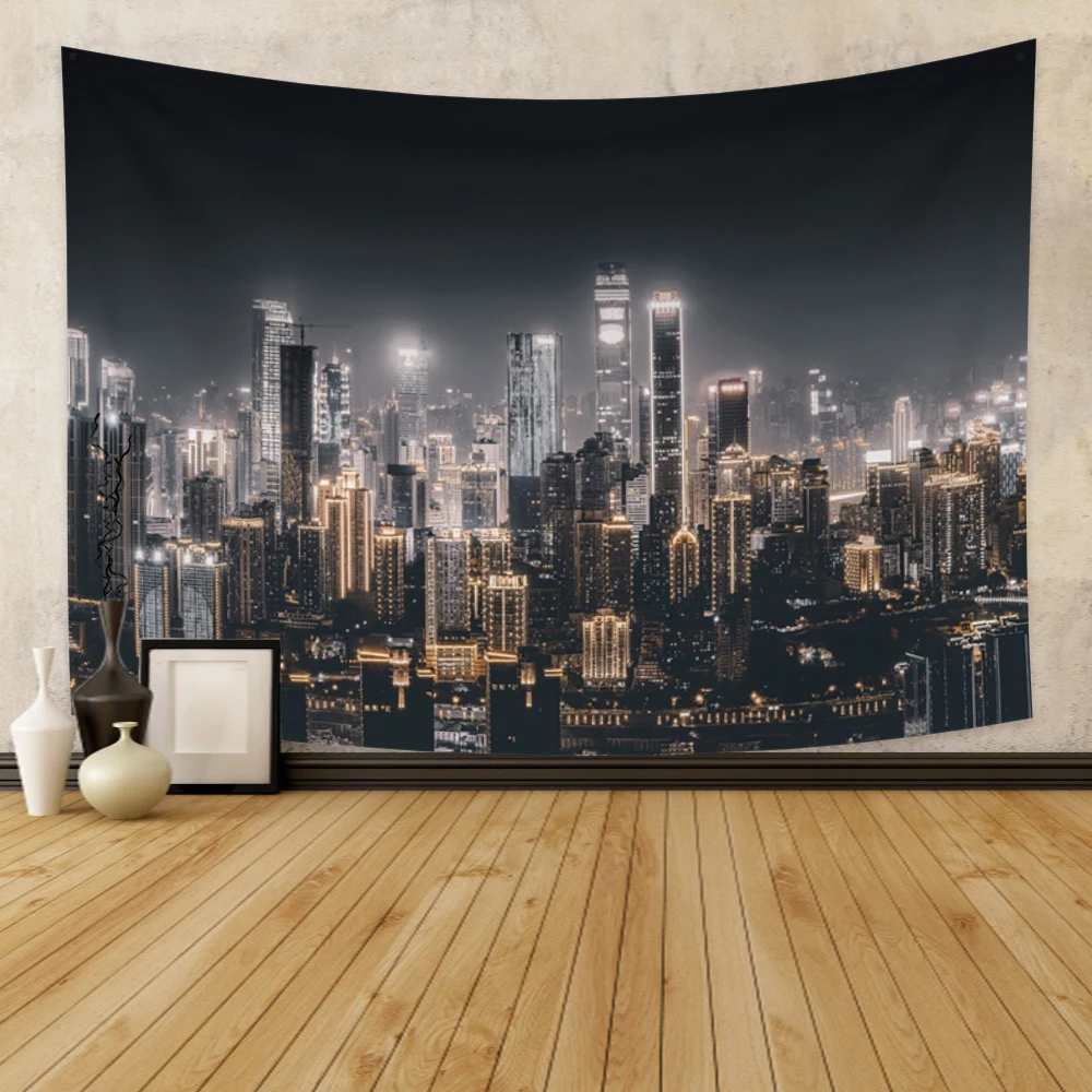 

Laeacco City Night View Printing Large Wall Hanging Hippie Wall Hanging Bohemian Mandala For Living Room Home Decor Bedroom
