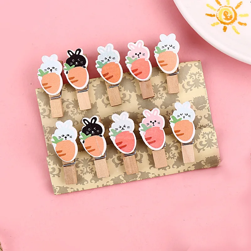 10 шт./компл. цветной деревянный зажим Рождественский Декор милый авокадо кролик