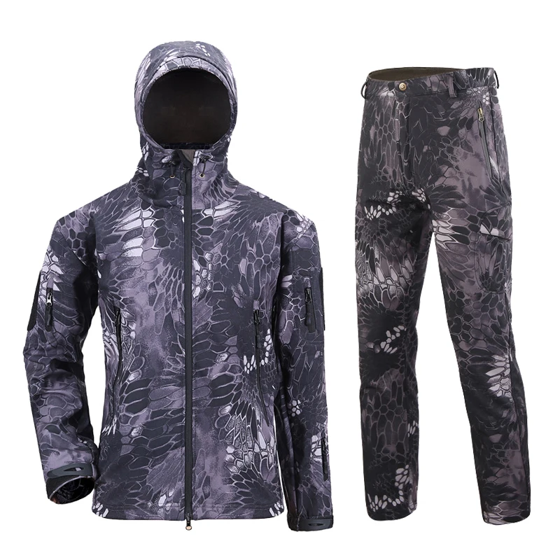 

Tactical Set Fleece Jacket Soft Shell Pants Men Army Waterproof Windbreaker Hunting Clothes Warm Outwear Hiking Coat Pant Suit