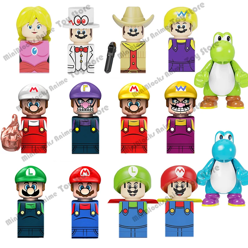 

Super Mario Bros building block Luigi collection assemble mini Model Dolls plastic action toy figure cartoon kids birthday gifts