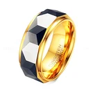 Мужское Золотое кольцо из углеродного волокна с гравировкой цветка, 100% вольфрамовые карбидные кольца для мужчин, кольцо из вольфрамовой стали, новый стиль