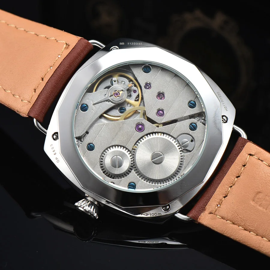 Механические часы мужские светящиеся водонепроницаемые ручные обмотки из