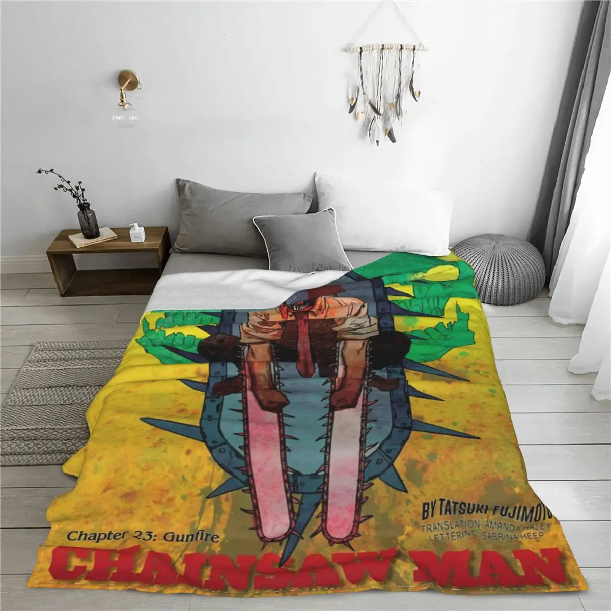 Denji аниме вязаное одеяло флисовое бензопила мужское супер мягкое пледное для