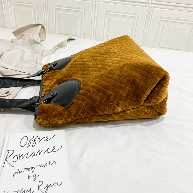 Вельветовая Сумка-тоут на молнии для женщин женская сумочка-тоут зимняя плюшевая