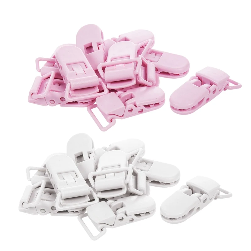 

20Pcs Baby Kids T-Shape Plastic Pacifier Clips Soother Dummy Style Badge Holder White & Pink