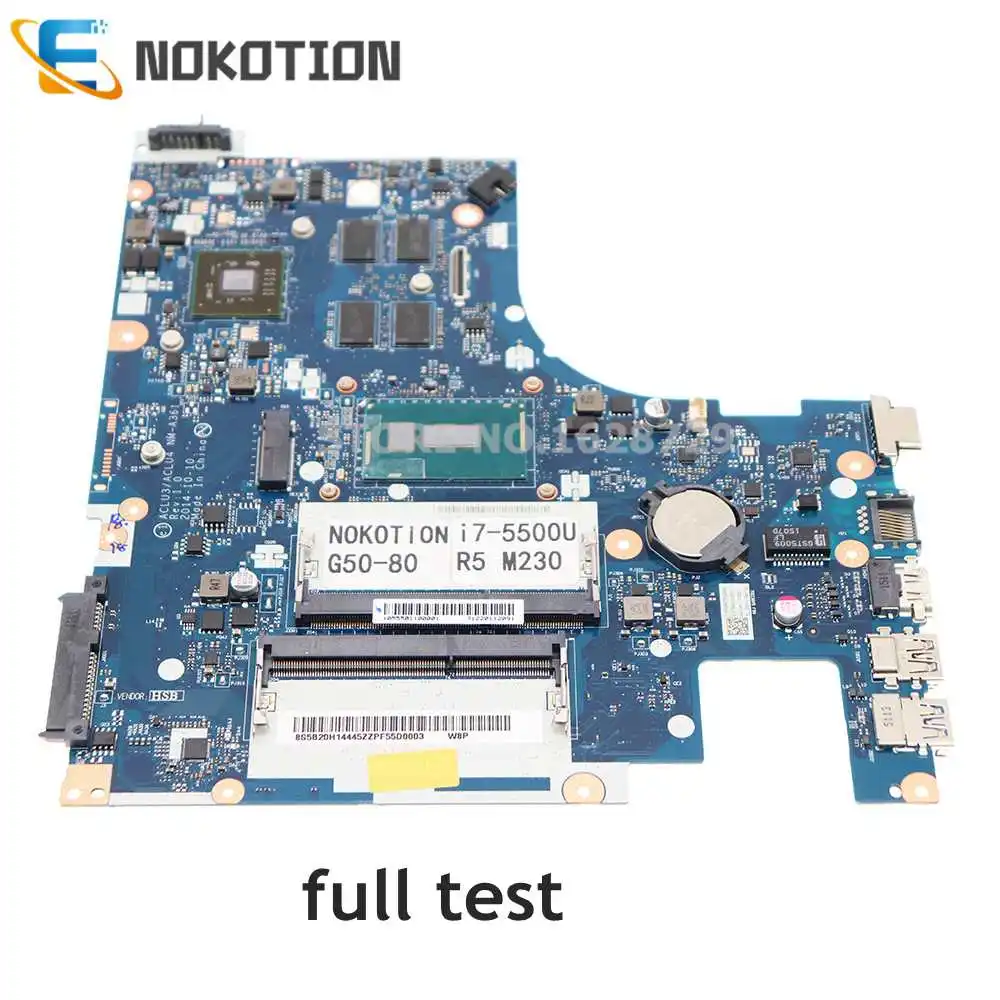 NOKOTION для Lenovo IdeaPad G50-80 материнская плата ноутбука I7-5500U CPU R5 M230 GPU ACLU3 ACLU4 NM-A361 5B20H14445 |