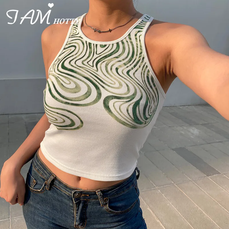 

Casual Fitness Paisley Printed Vintage Tank Top Women y2k Aesthetic Fashion Gym Cotton Vest Summer Crop Top Outfits 90s Iamhotty