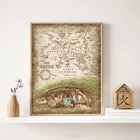 Плакат-карта с изображением дома в шире, винтажные принты в деревенском стиле, карты Толкина, Настенная картина, Картина на холсте в стиле ретро, домашний декор