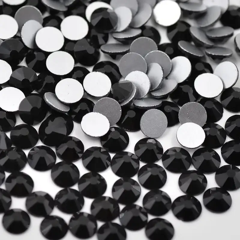 

Jewelry making Beads Black Crystal FlatBack Glass Rhinestones Non HotFix Nail Art Decorations Silver Flatback