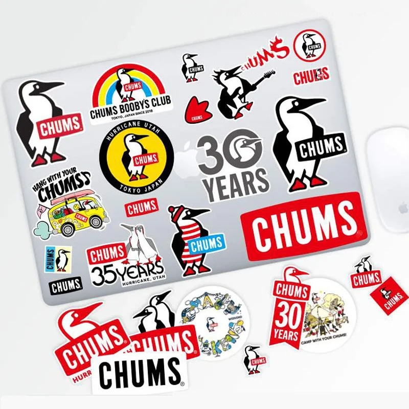 Pegatinas impermeables para exteriores, calcoman&iacute;as impermeables con logotipo de ping&uuml;ino, calcoman&iacute;as de Camping de PVC para ordenador port&aacute;til, guitarra, monopat&iacute;n, Motor, 26 unids/set-0