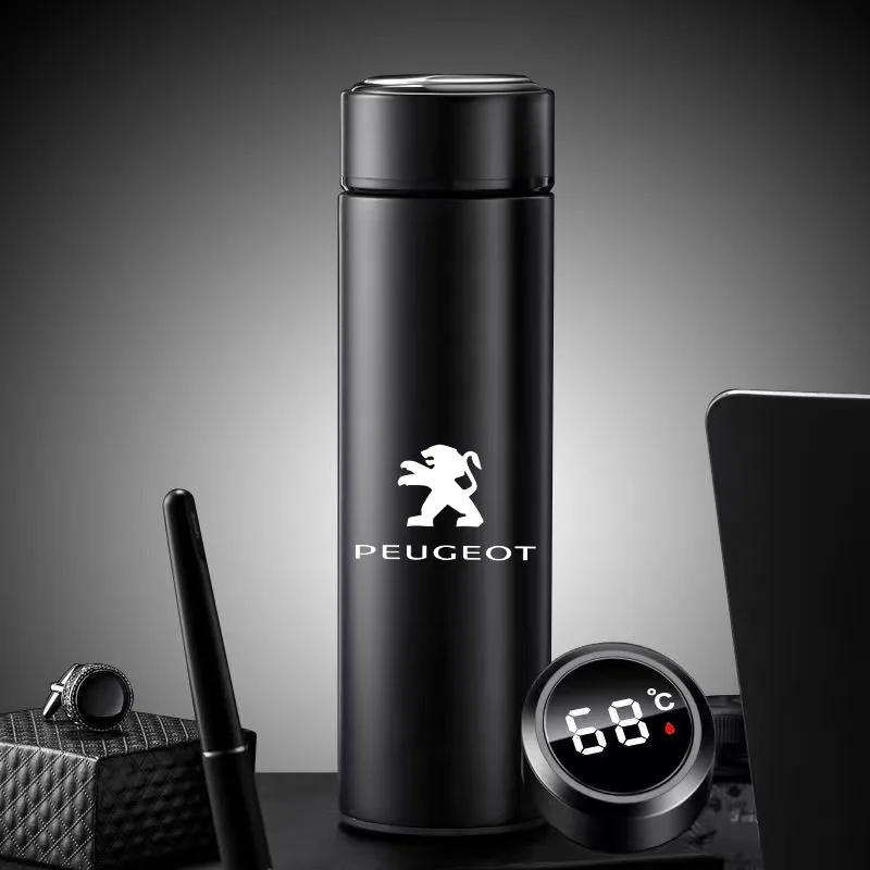 

Thermos Bottle For Peugeot 3008 108 406 407 408 206 207 208 Temperature Display Portable Stainless Steel Thermos Mug Travel Mug