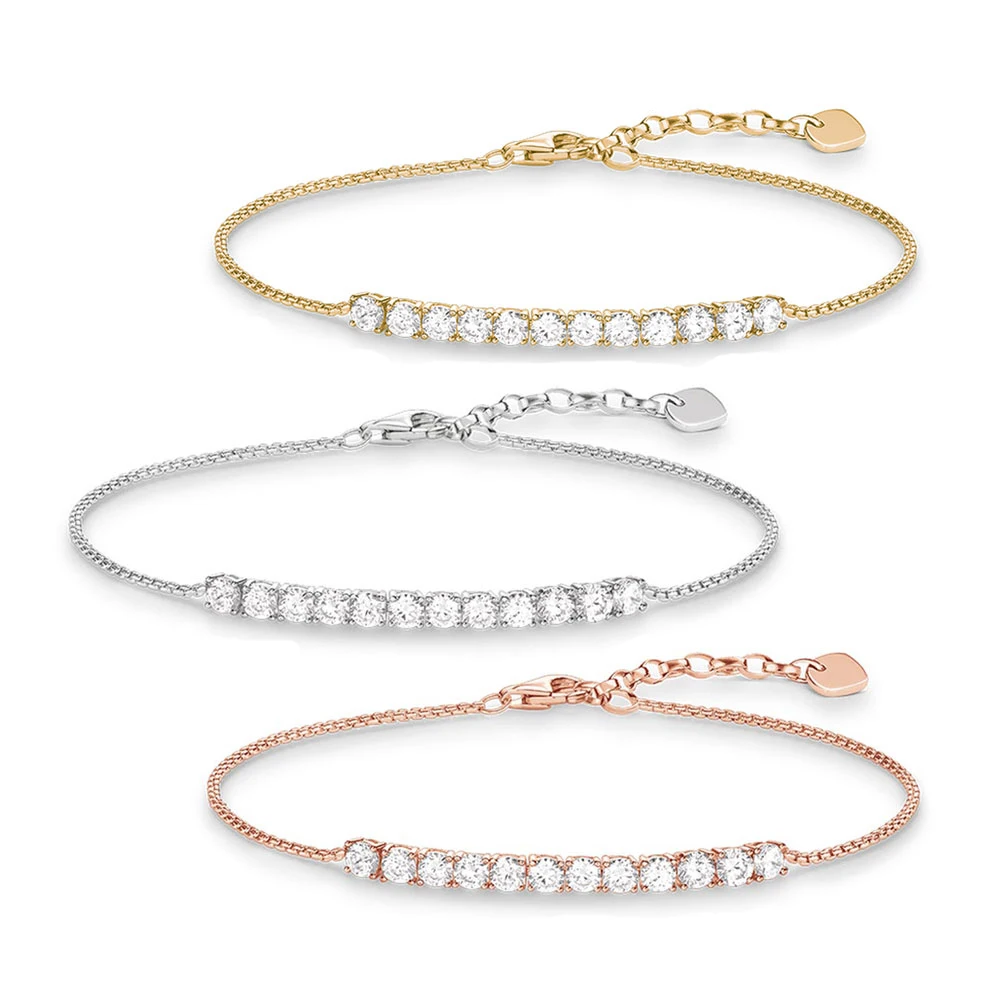 Звено цепи браслеты из стерлингового серебра 925 пробы розовое золото