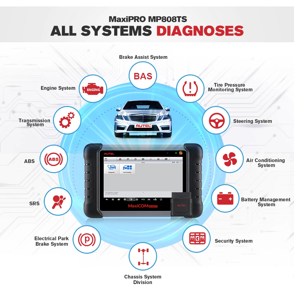 Autel MaxiCOM MK808TS Профессиональный OBD2 Bluetooth инструмент для диагностического
