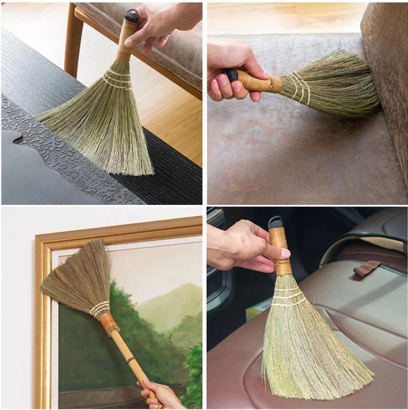 Japan Soft Fur Broom Manual Wooden Floor Sweeping Archaize Bamboo Branches Broom Hair Grass Handmade Household Cleaning Tools images - 6