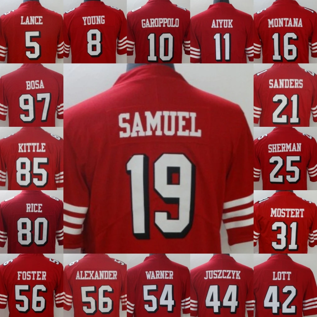 

Custom Football Jersey Stitch 49ers LANCE, YOUNG, GAROPPOLO, AIYUK, MONTANA, SAMUEL, SANDERS, SHERMAN,MOSTERT, LOTT, JUSZCZY