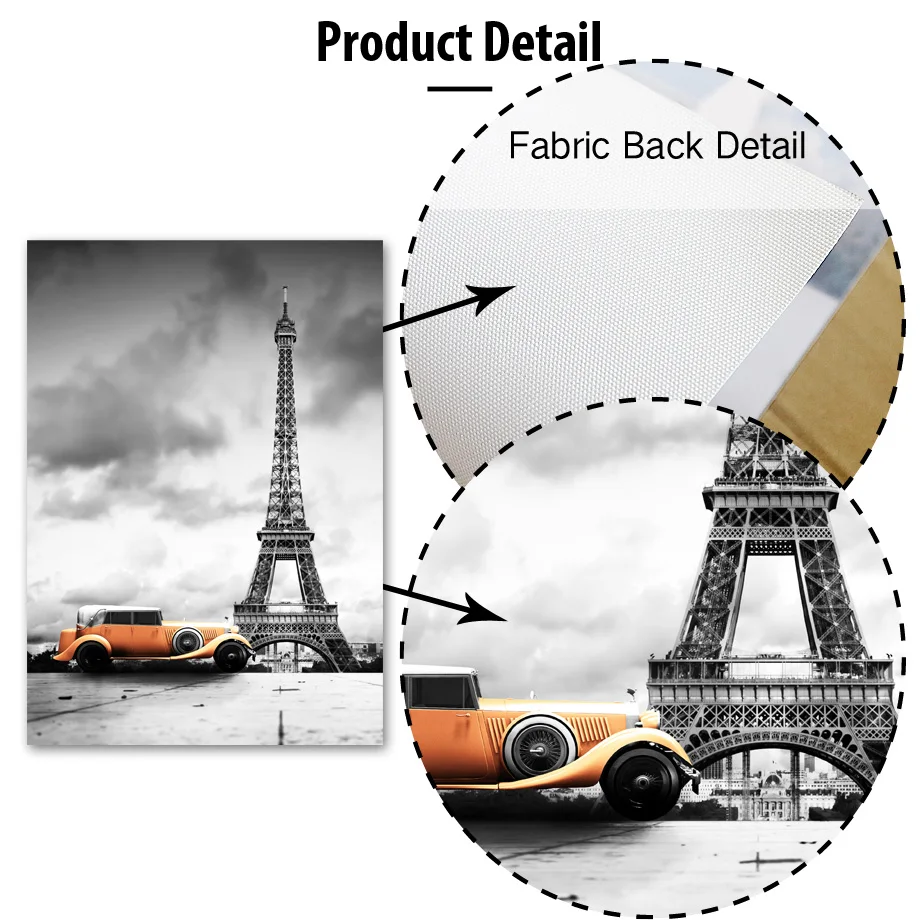 Картина на холсте с изображением Парижской башни обозрения колеса автобуса