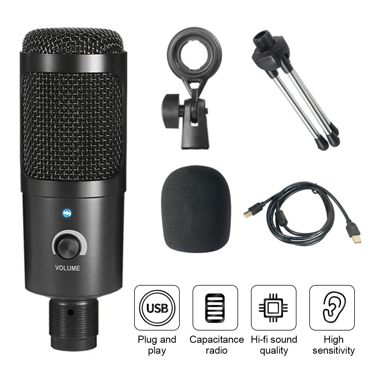

Studio Microphone Professional Condenser Sound Recording Microphone karaoke USB Streaming Podcast PC For Music Computer Gaming