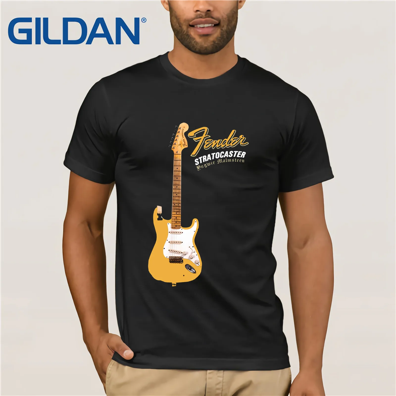 Футболки с принтом из 100% хлопка индивидуальная футболка YNGWIE MALMSTEEN Stratocaster